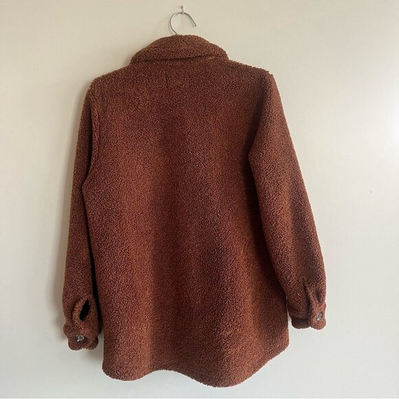 Paraphrase Thick Sherpa Fleece Lined  Rust Shacket - Picture 11 of 13